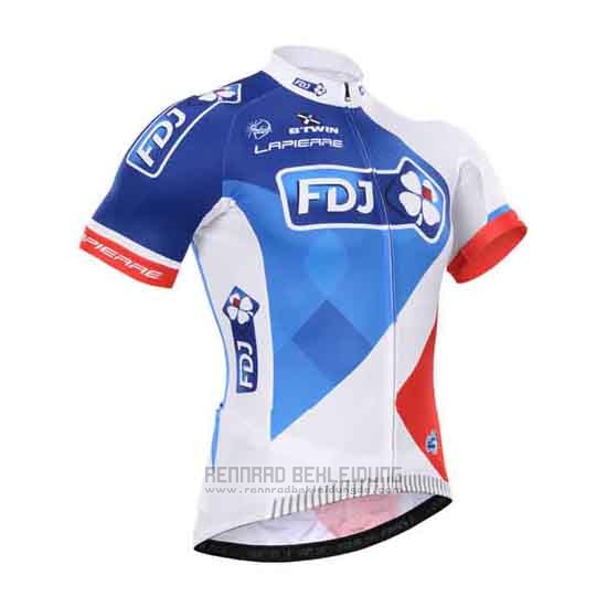 2015 Fahrradbekleidung FDJ Wei und Blau Trikot Kurzarm und Tragerhose - zum Schließen ins Bild klicken